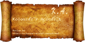 Koloszár Acicét névjegykártya